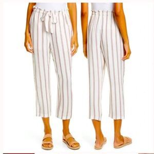 JOIE Cavell Stripe Tie Waist White Pants MEDIUM